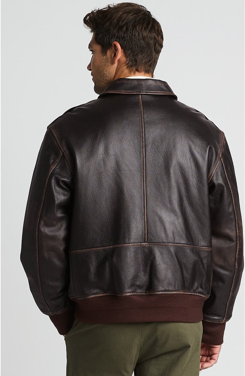 Lands' End Willis and Geiger Leather Bomber Jacket, Alternate, color,