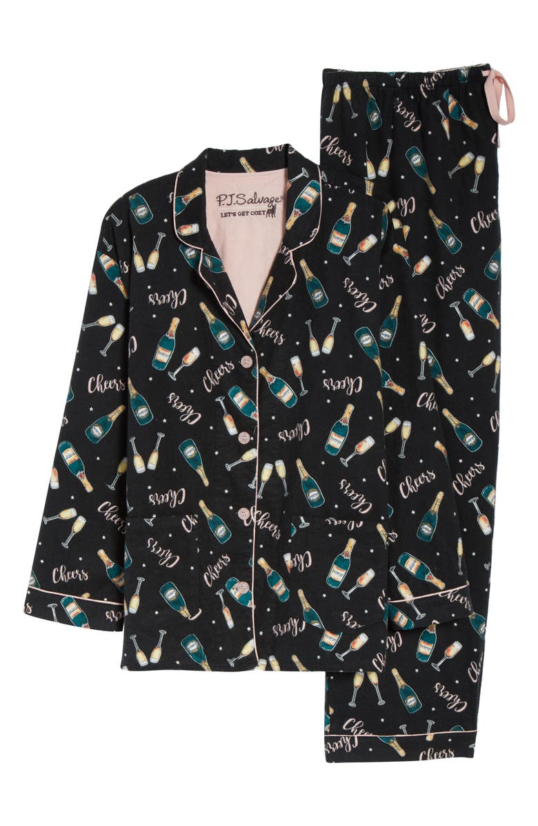 PJ Salvage Print Flannel Pajamas, Alternate, color,