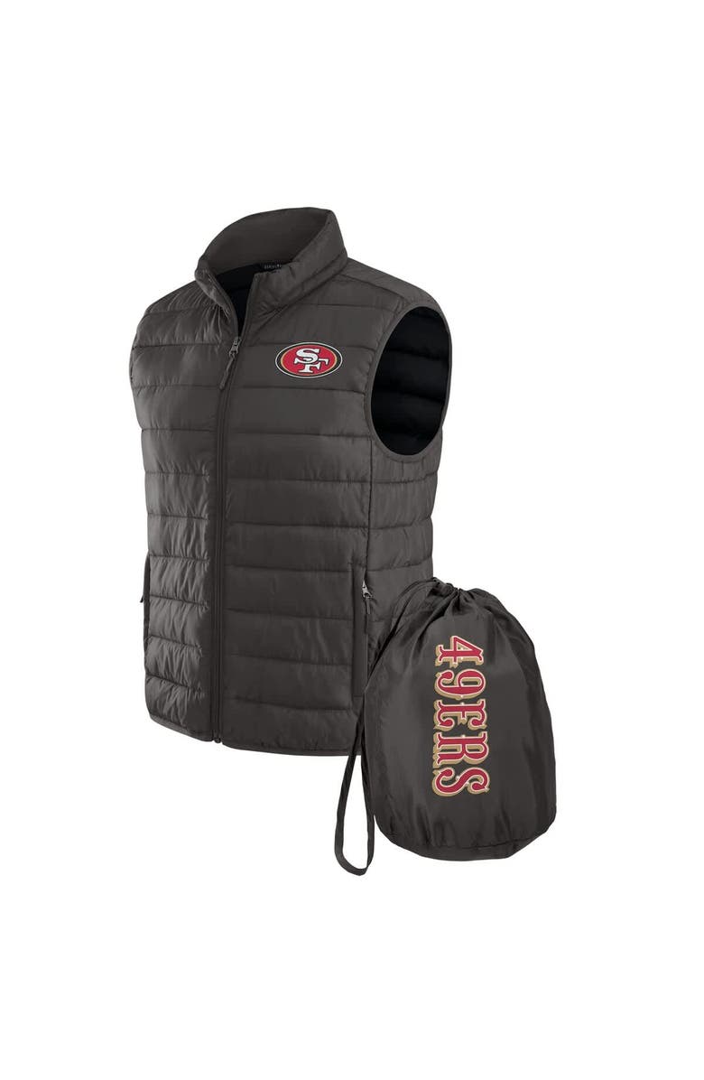 Darius Rucker Collection by Fanatics Men's NFL x Darius Rucker Collection by Fanatics Black San Francisco 49ers Packable Full-Zip Vest with Travel Bag, Alternate, color, Black