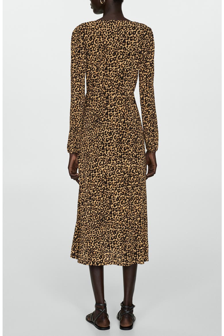 Leopard Long Sleeve Gown, Alternate, color, BROWN