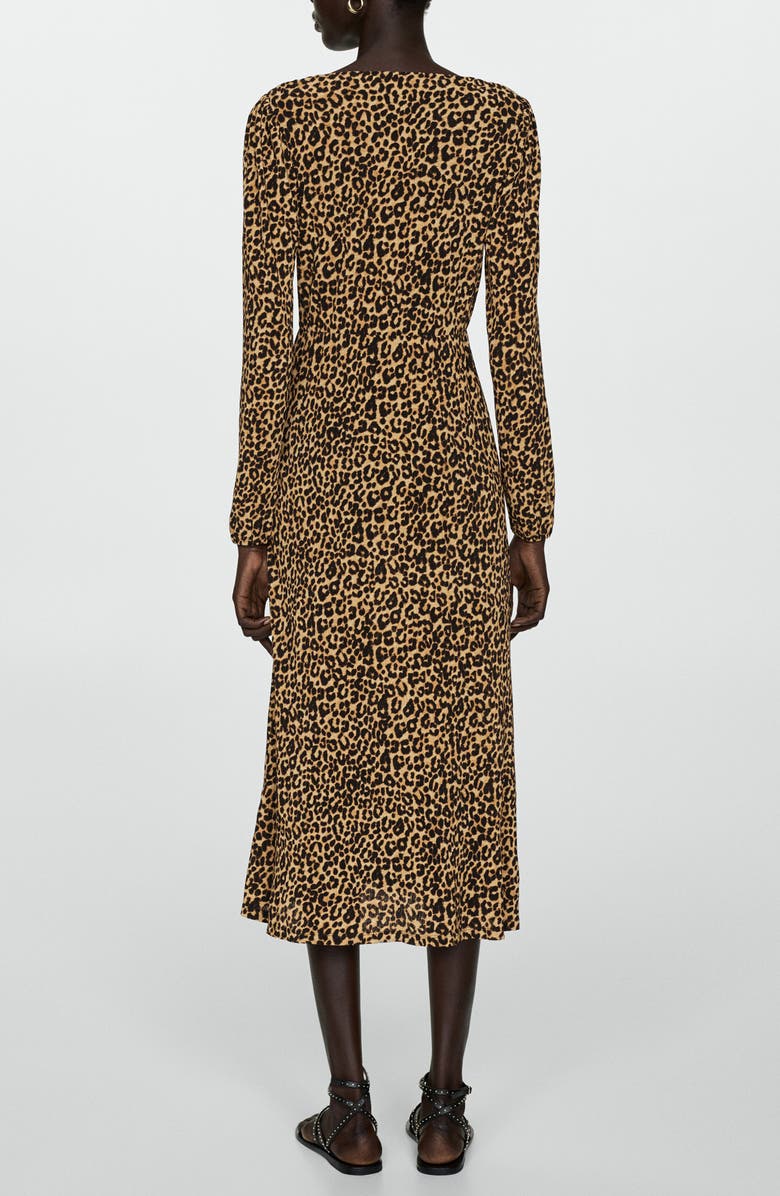 MANGO Leopard Long Sleeve Gown, Alternate, color,