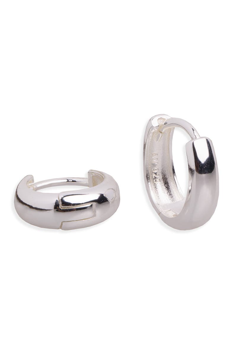 Oval Huggie Hoop Earrings, Main, color, SILVER