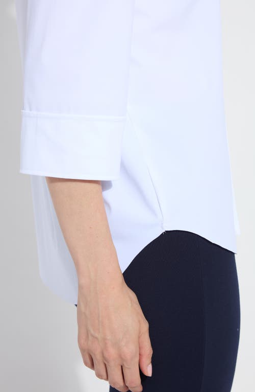 Lyssé Sophie Three Quarter Sleeve Button-up Shirt In White