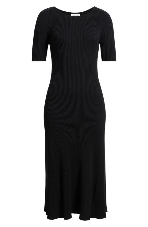 Rib Boat Neck Sweater Dress