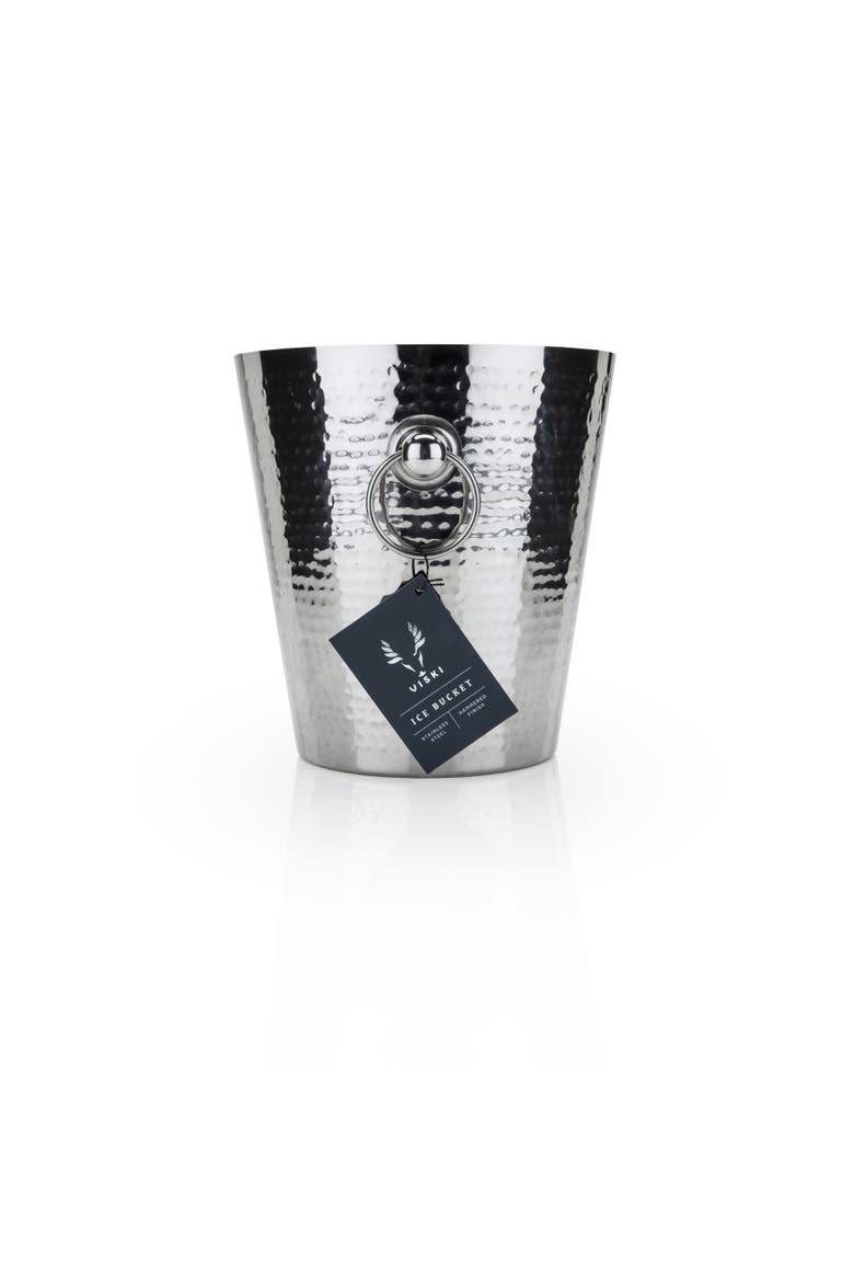 Irving Hammered Ice Bucket in Stainless Steel, Alternate, color, Silver