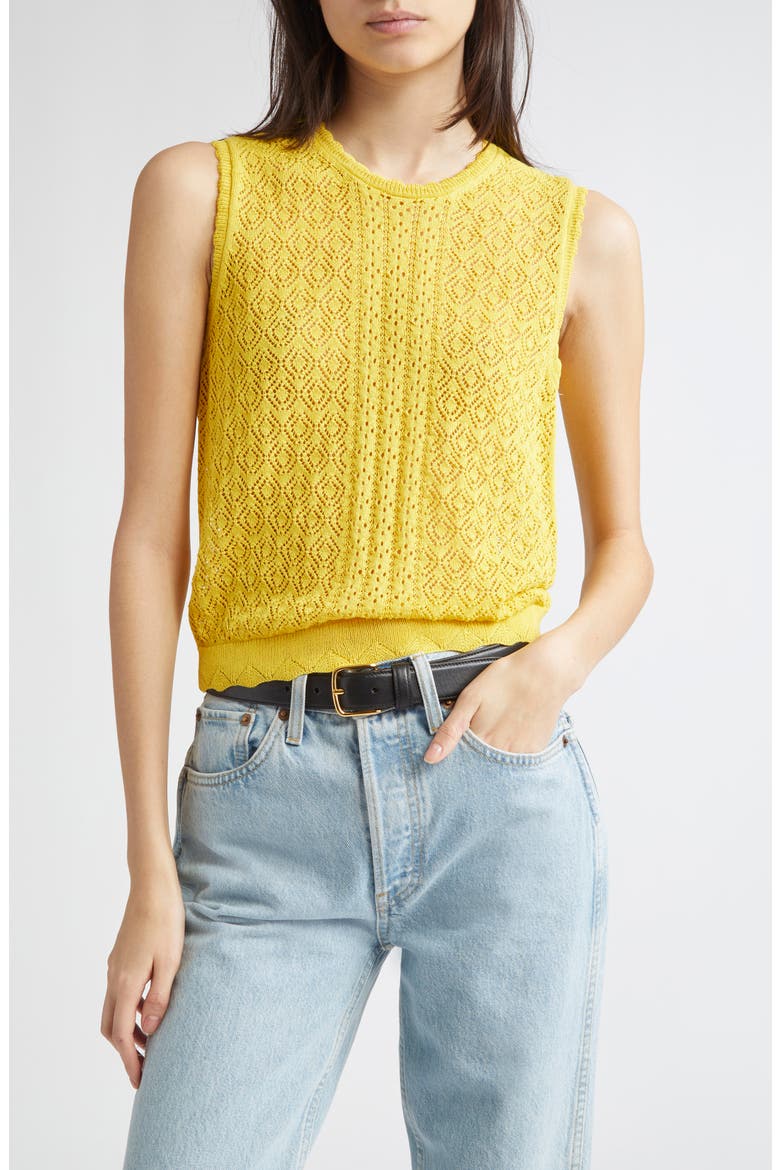 Lea Pointelle Sweater Vest, Main, color, CITRUS