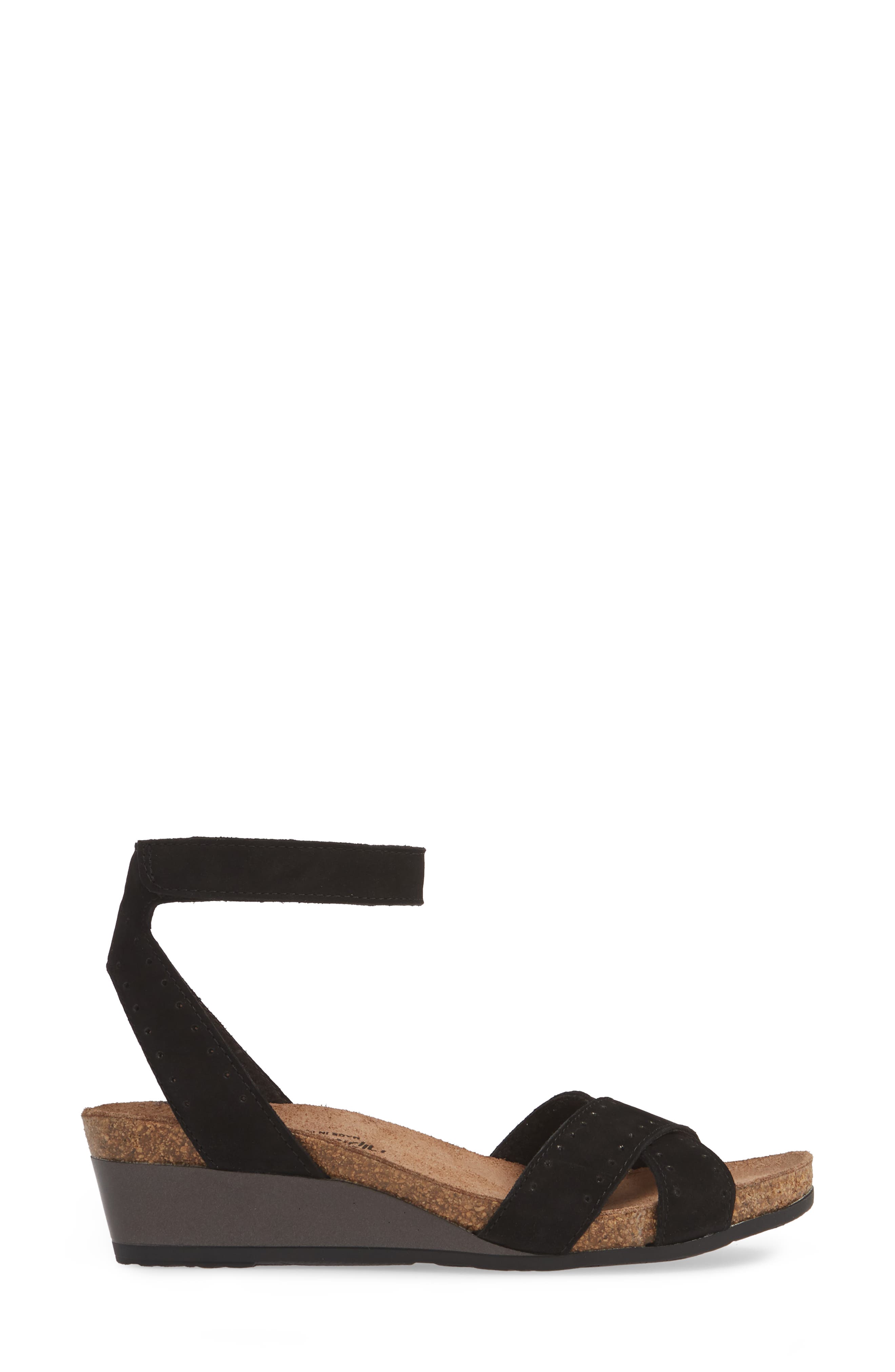 Naot Wand Wedge Sandal, Alternate, color, Black