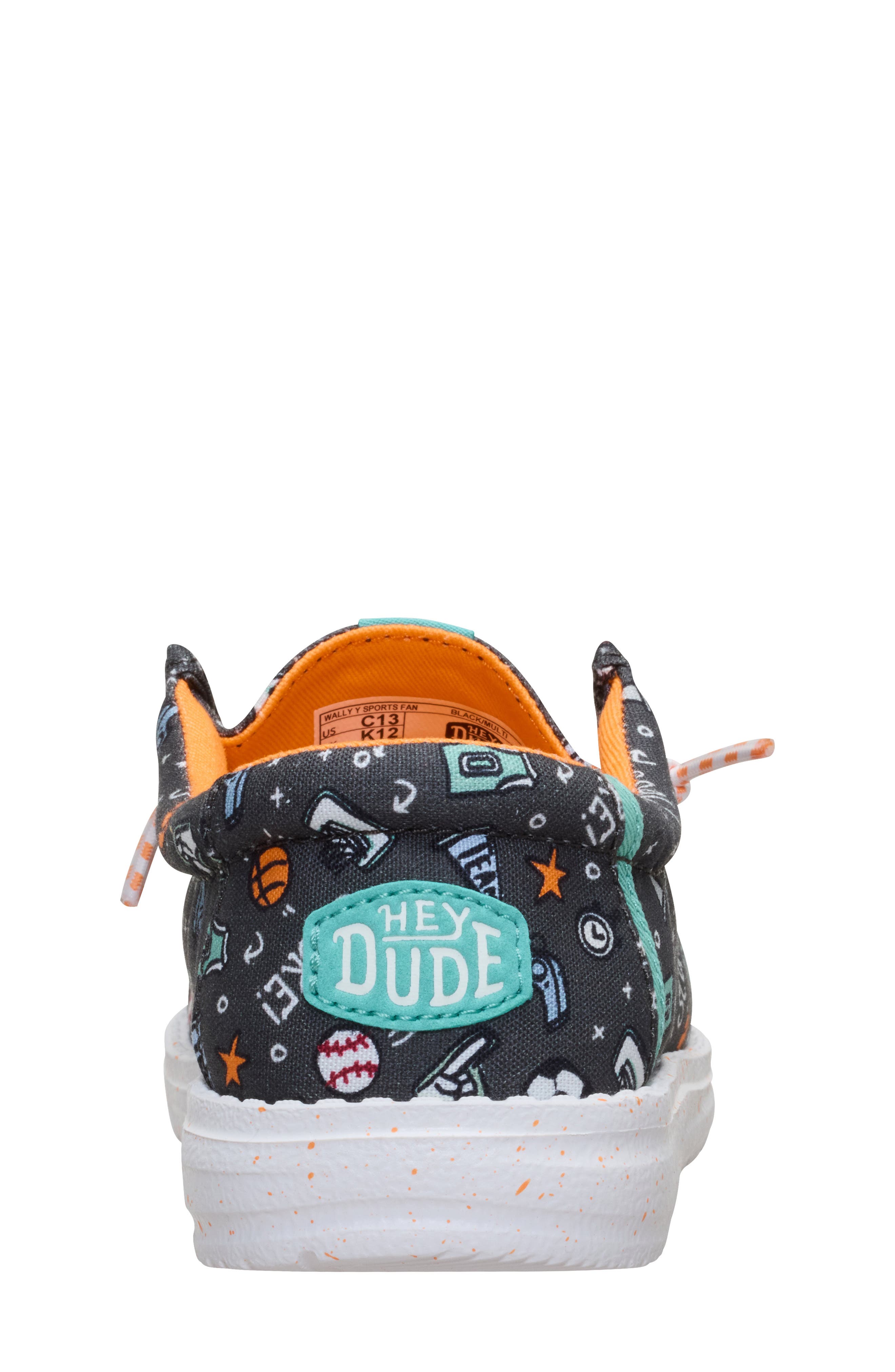 Hey Dude Kids' Wally Sports Fan Slip-On, Alternate, color, Black/ Multi