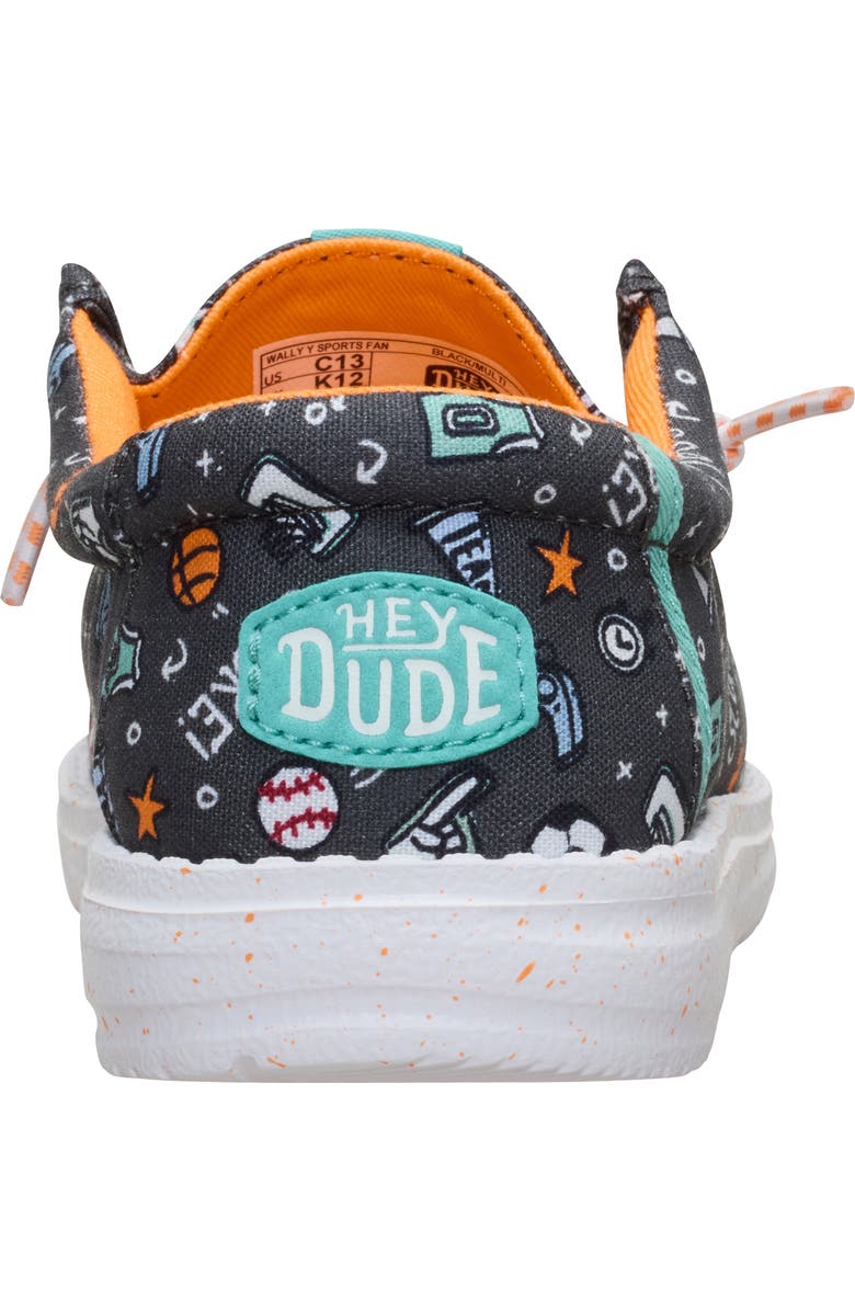 Hey Dude Kids' Wally Sports Fan Slip-On, Alternate, color, Black/ Multi