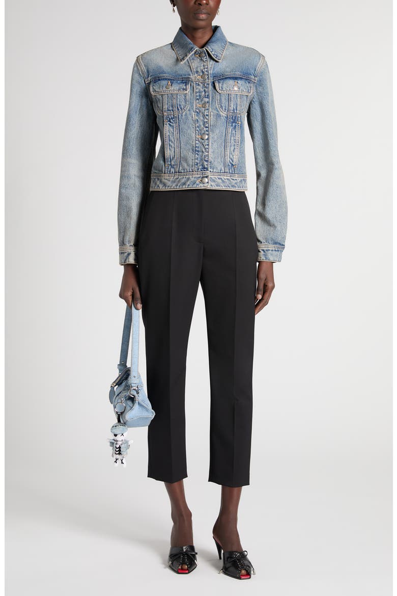 Corset Laced Denim Jacket, Alternate, color, BLUE MIDWASH