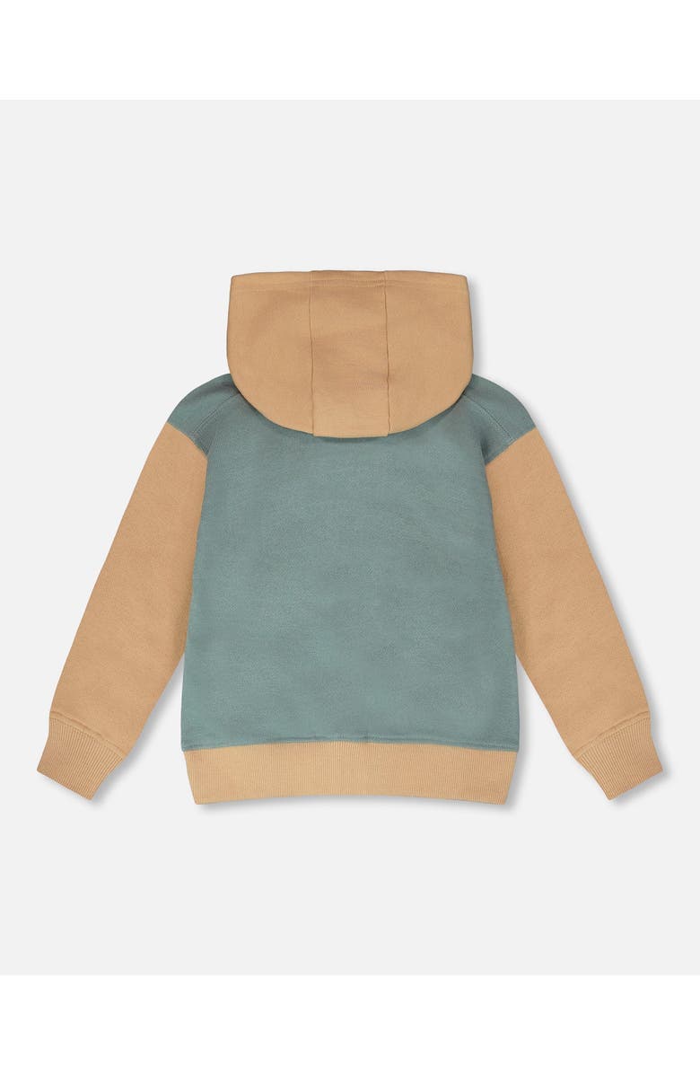 Deux par Deux Long Sleeve Full Length Zipper Hooded French Terry Cardigan, Alternate, color, Mint Green