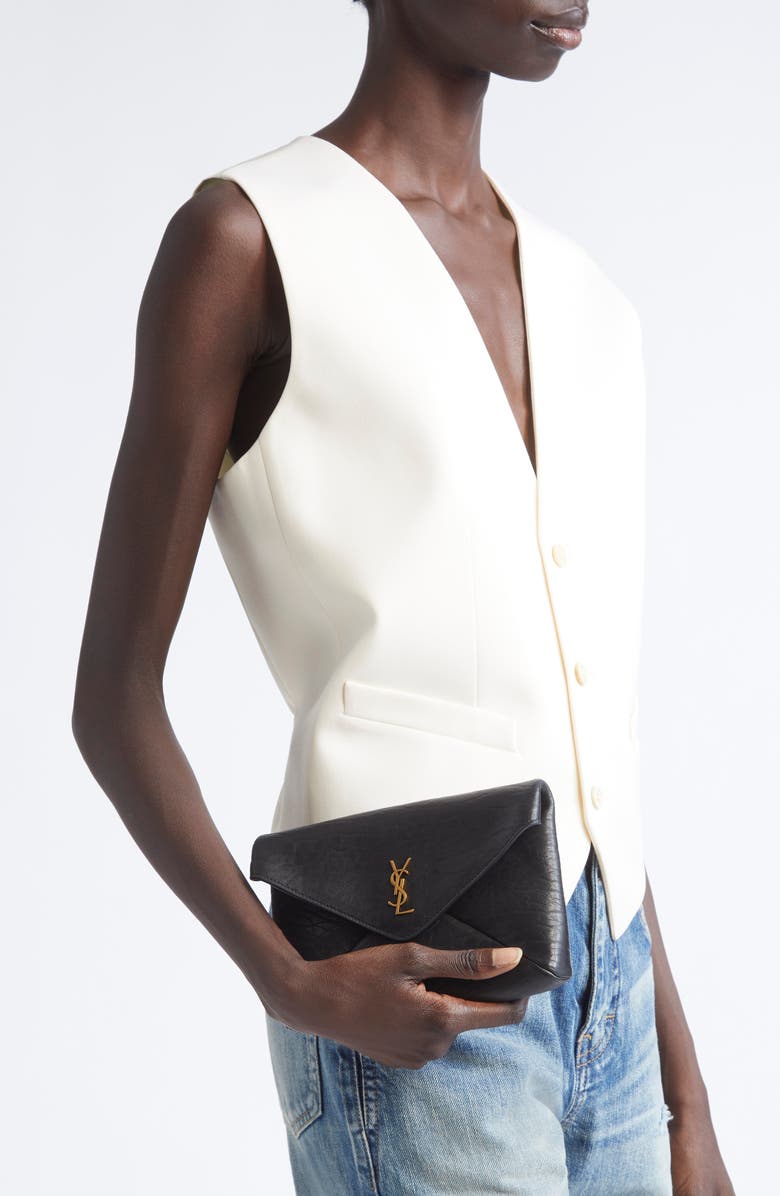 Saint Laurent Cassandre Leather Pouch, Alternate, color, 