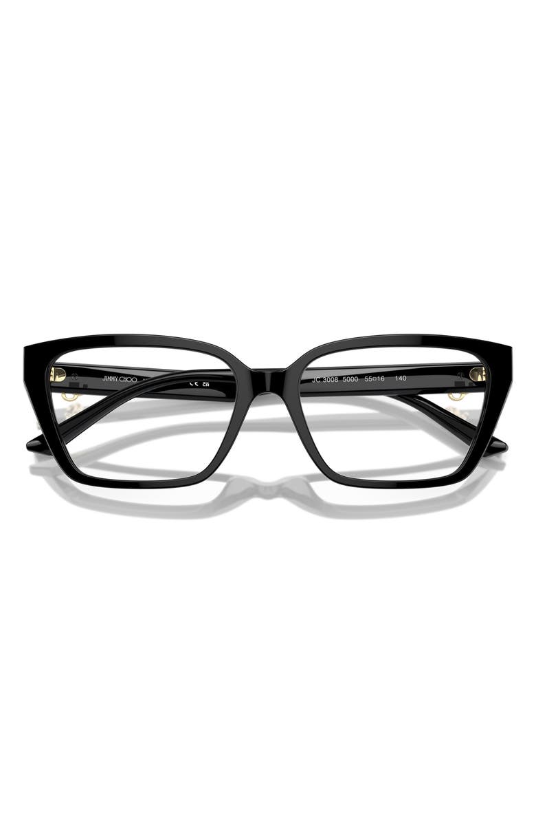 Jimmy Choo 55mm Cat Eye Optical Glasses, Alternate, color, Black / Demo Lens