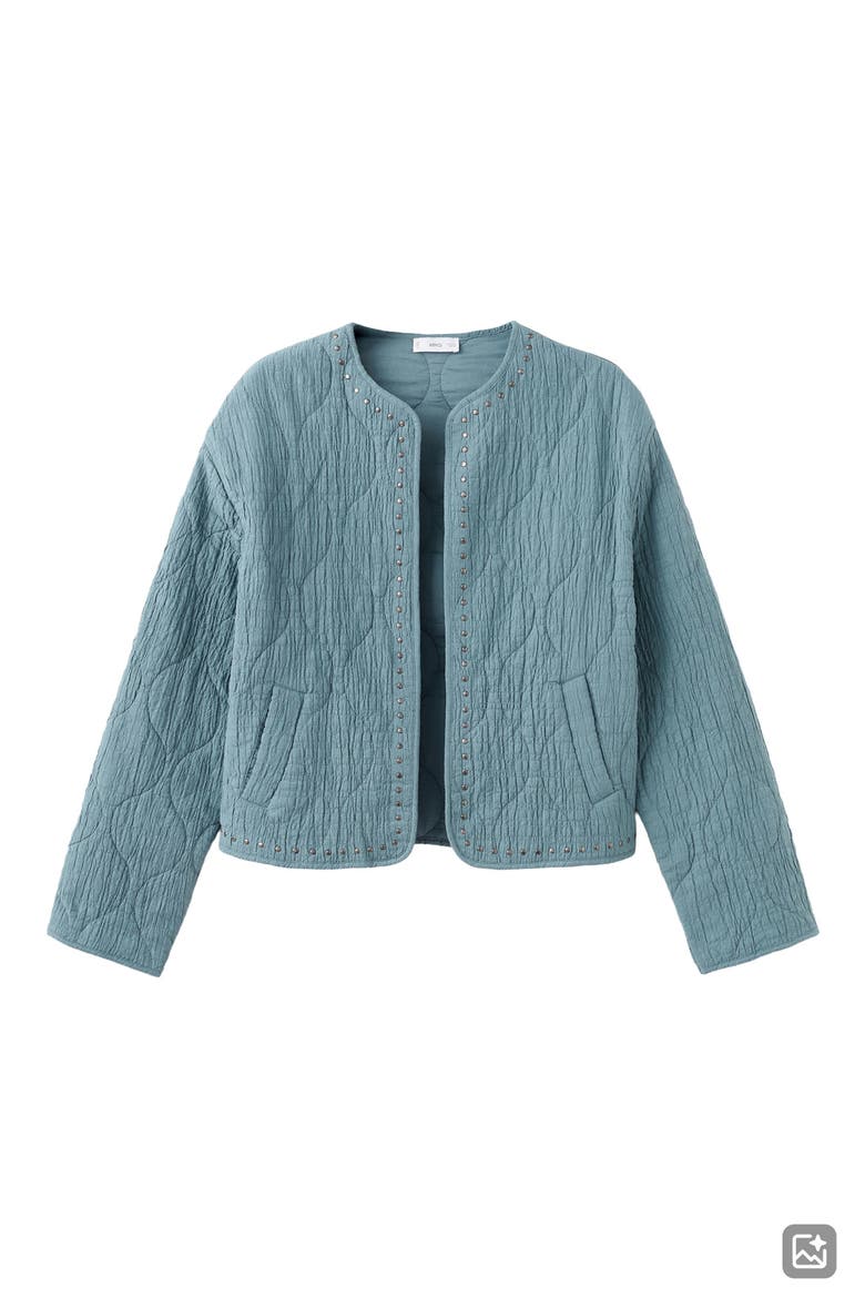 Studded Quilted Jacket, Alternate, color, PETROL BLUE