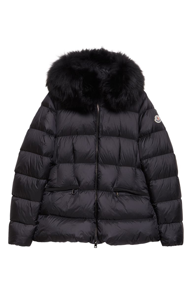 Moncler Boed Down Puffer Jacket with Genuine Shearling Trim, Alternate, color, Black