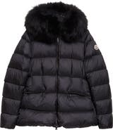 Moncler Boed Down Puffer Jacket with Genuine Shearling Trim