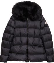 Moncler Boed Down Puffer Jacket with Genuine Shearling Trim