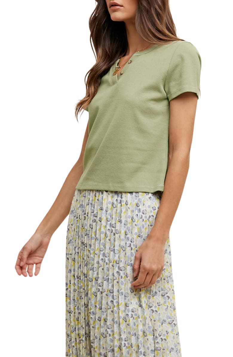 WISHLIST Mini Waffle Knit Henley Tee, Alternate, color, S.olive