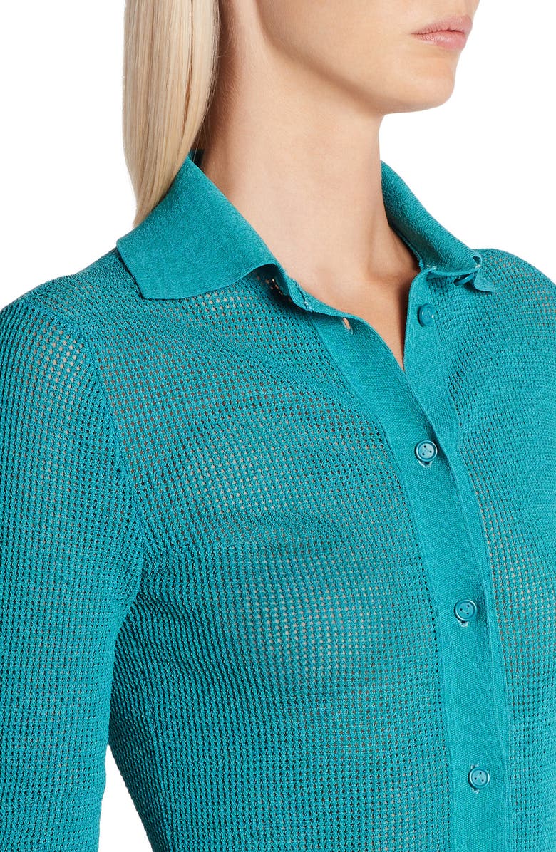 Bottega Veneta Pointelle Knit Mesh Shirt, Alternate, color, 