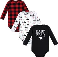 Hudson Baby Cotton Long-Sleeve Bodysuit 3Pk