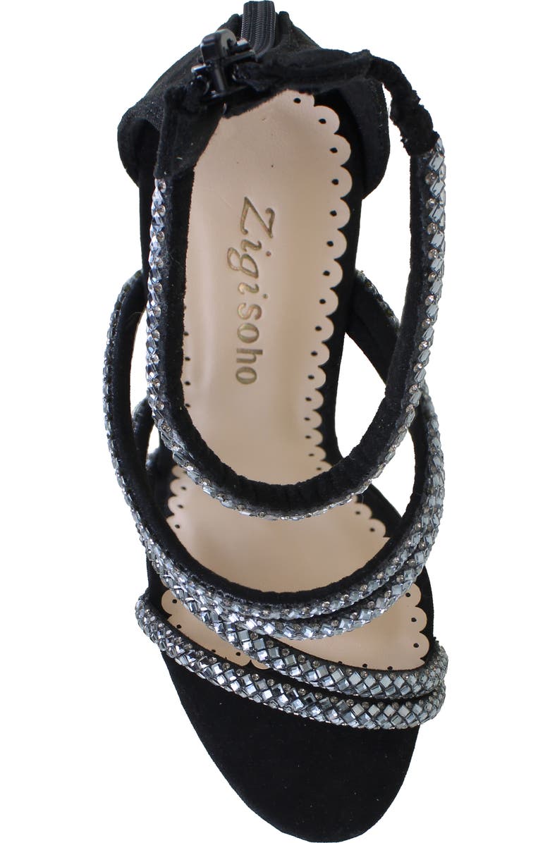 ZIGISOHO Rhinestone Strappy Stiletto Sandal, Alternate, color, Black Suedette