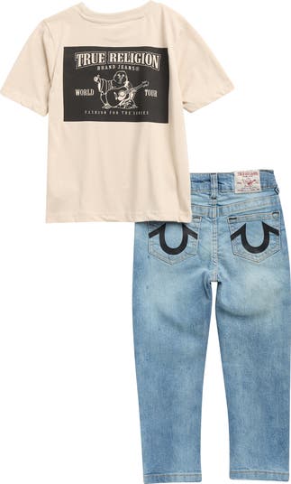 Kids' Flocked Logo Graphic T-Shirt & Jeans Set
