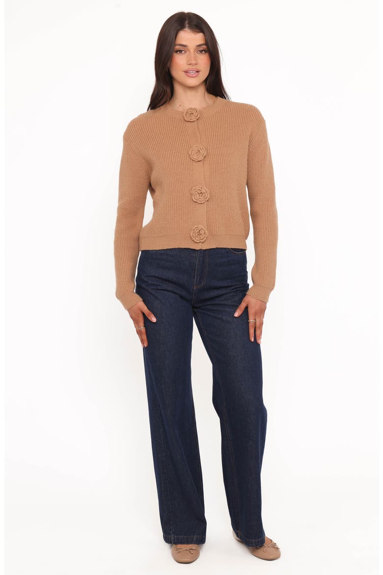 Jones Rosette Cardigan, Alternate, color, MOCHA