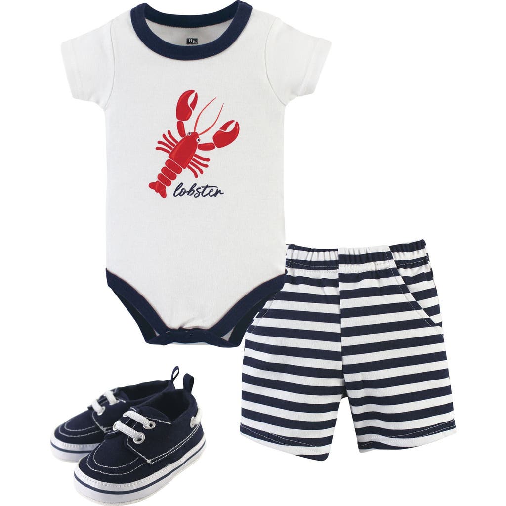 Hudson Baby Cotton Bodysuit, Shorts And Shoe Set In White