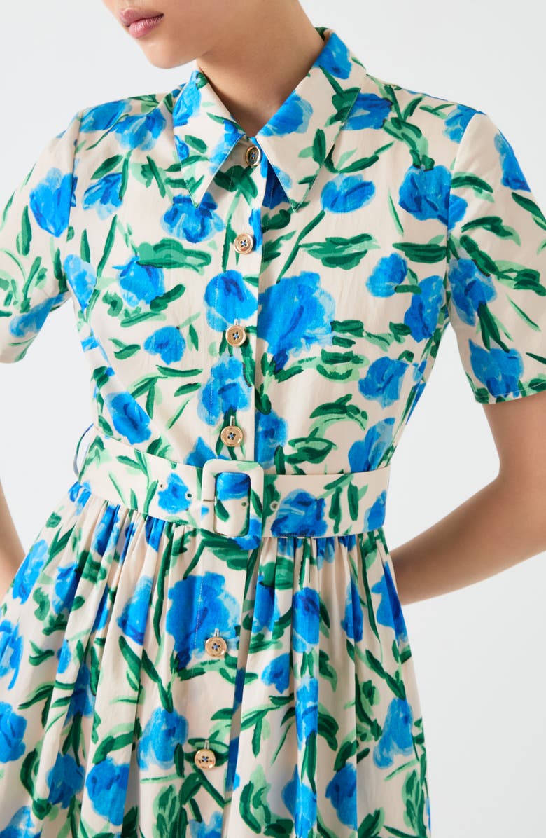 LK Bennett Calder Floral Short Sleeve Cotton Shirtdress, Alternate, color,