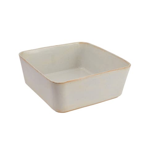 Rectangular Stoneware Planter, Ivory Reactive Glaze