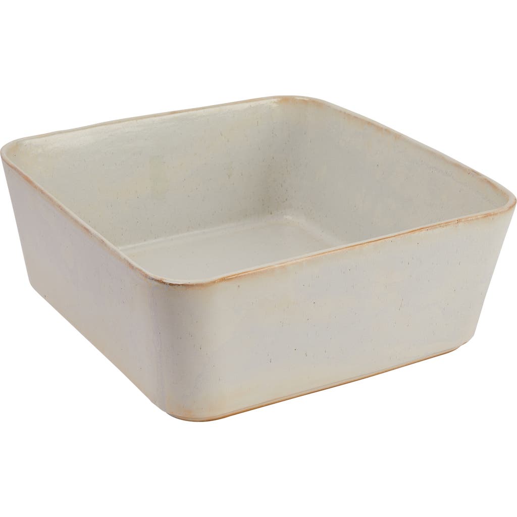 Storied Home Rectangular Stoneware Planter, Ivory Reactive Glaze In Neutral