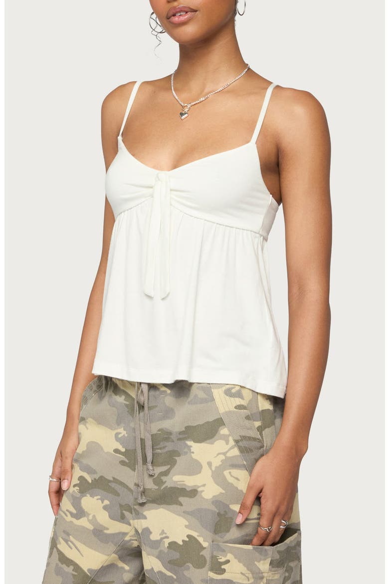 Michey Tie Front Babydoll Camisole, Alternate, color, WHITE