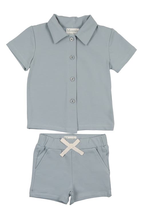 Maniere Manière Button-up Shirt & Shorts Set In Gray