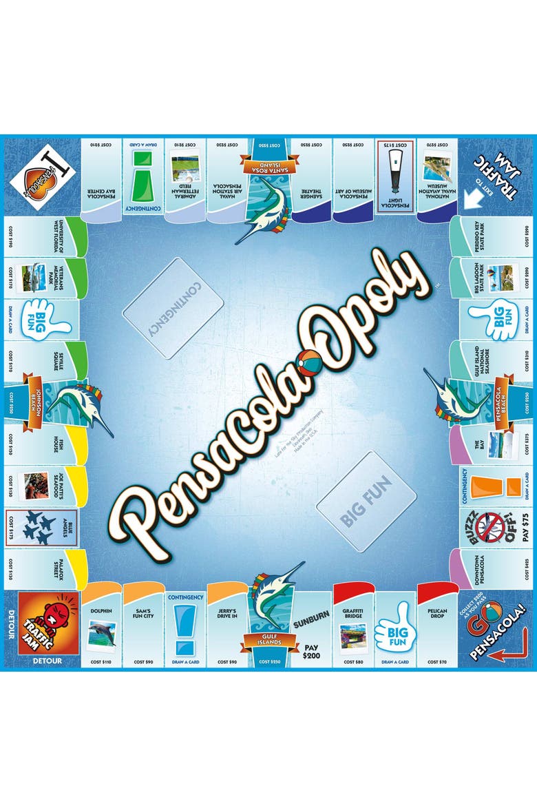 Pensacola Opoly Board Game, Alternate, color, Multicolored