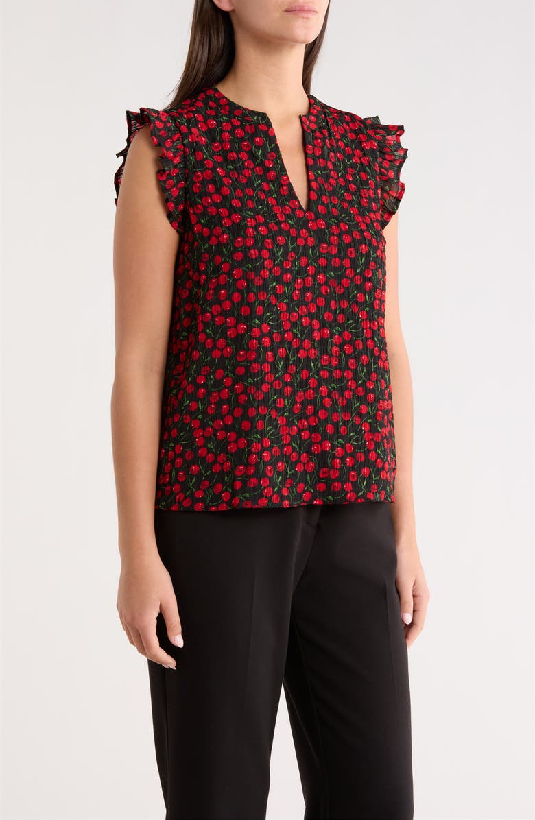 SUGARLIPS Cherry Crush Flutter Sleeve Top, Alternate, color, Black-Red