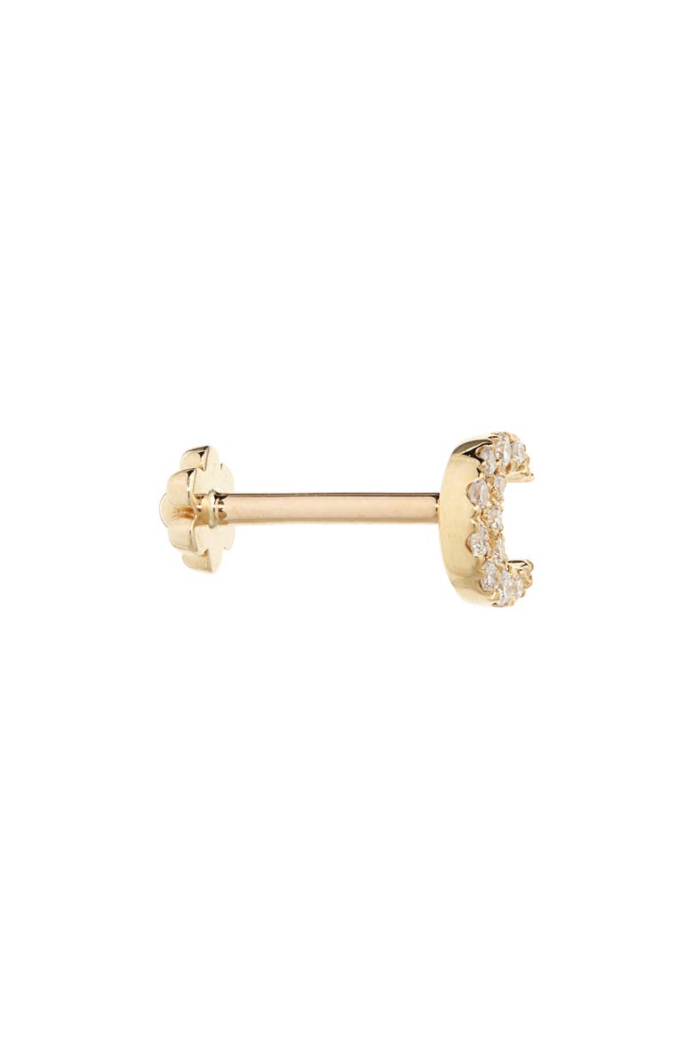 Diamond Moon Threaded Stud Earring, Alternate, color, YELLOW GOLD
