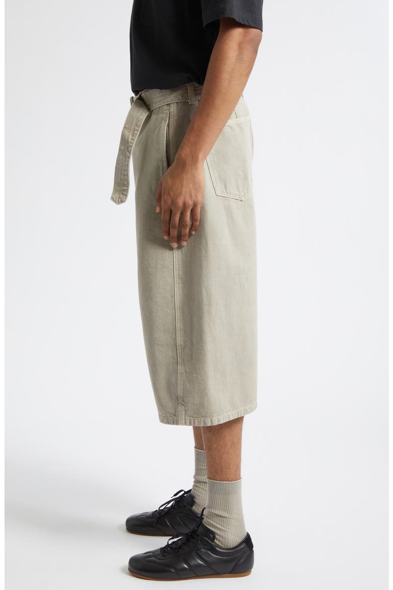 Belted Denim Bermuda Shorts, Alternate, color, MOONSTONE