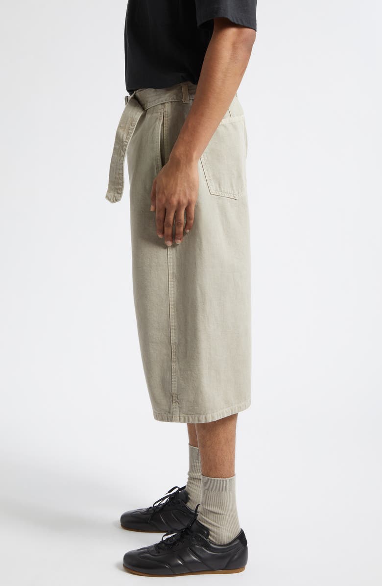 Lemaire Belted Denim Bermuda Shorts, Alternate, color, Moonstone