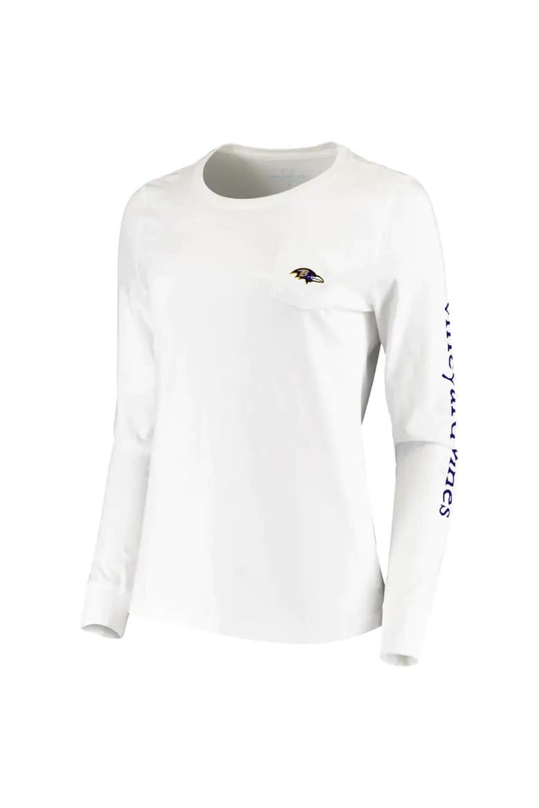 Women's Vineyard Vines White Baltimore Ravens Helmet Long Sleeve T-Shirt, Alternate, color, White
