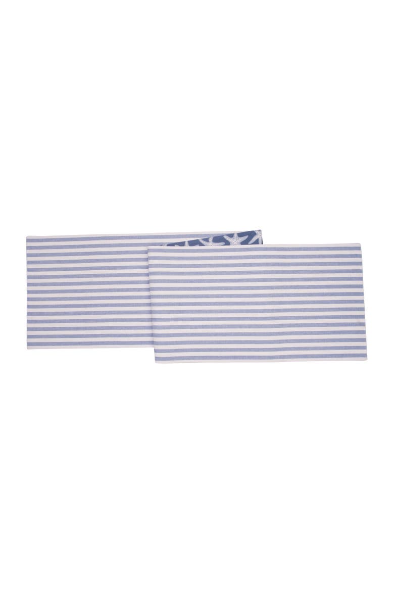 Calming Seas Starfish Reversible Graphic Print Machine Washable Table Runner 14" x 72", Alternate, color, White