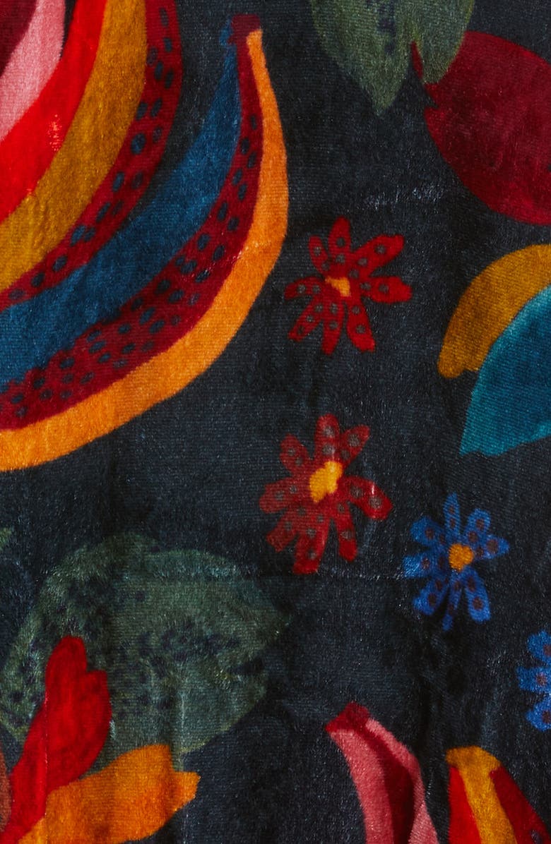 FARM Rio Banana Sky Long Sleeve Velvet Dress, Alternate, color, Banana Sky Black