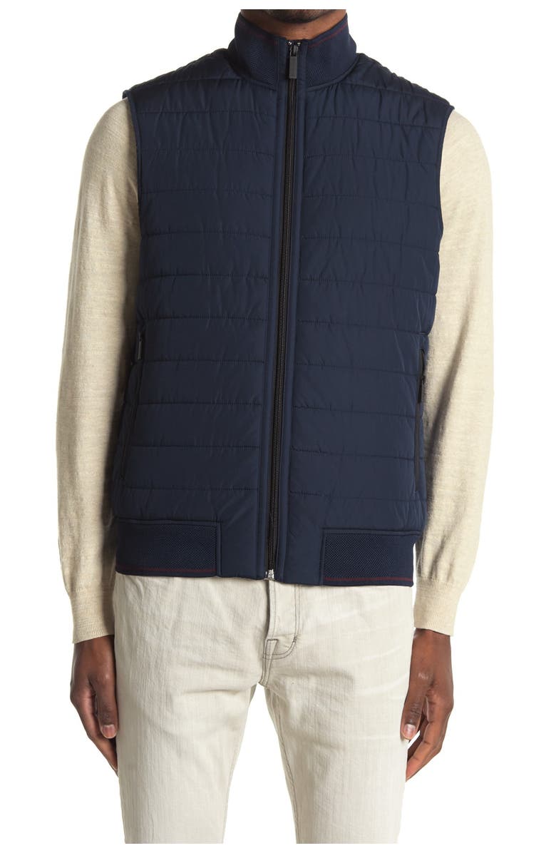 Perry Ellis Quilted Puffer Vest, Alternate, color, Dark Sapphire