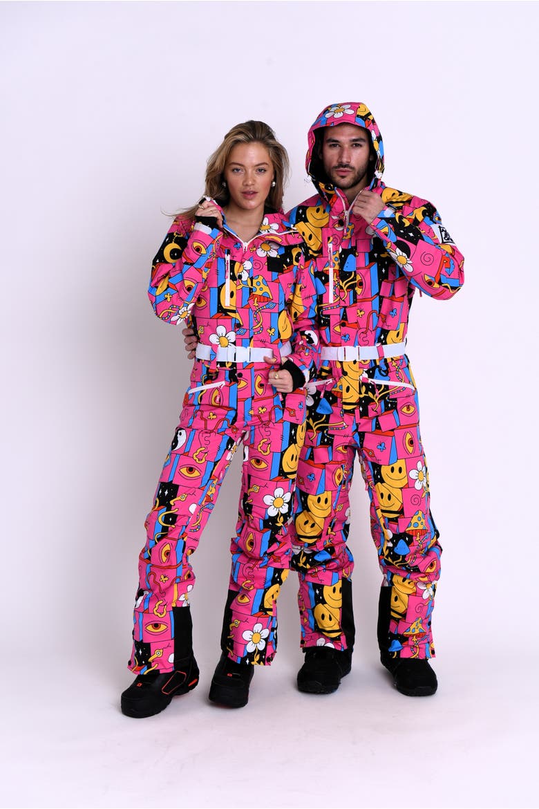 Trippy Hippy Shaped Women's Ski Suit, Alternate, color, Pink