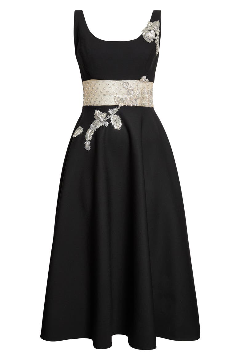 Crystal Embellished Cocktail Dress, Main, color, BLACK/ SILVER