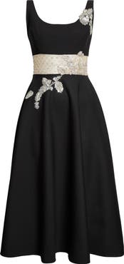 Oscar de la Renta Crystal Embellished Cocktail Dress