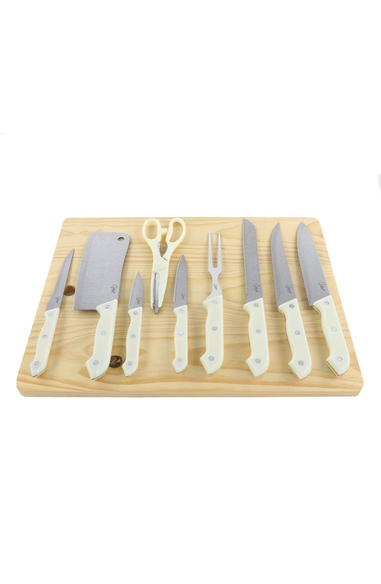 Gibson Home Wildcraft 10 Piece Cutlery Set With Cutting Board, Main, color, White