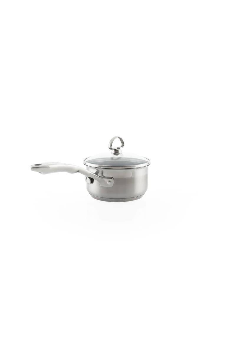 Induction 21 Steel 1 qt. Saucepan w/ Ceramic Coating and Glass Lid, Alternate, color, Silver