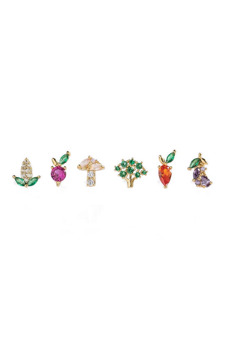 Farmers Market Assorted 6-Pack Single Stud Earrings, Main, color, GOLD