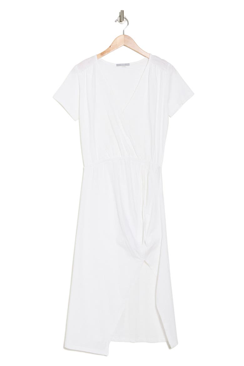 Sharon Surplice V-Neck Organic Cotton Dress, Alternate, color, WHITE