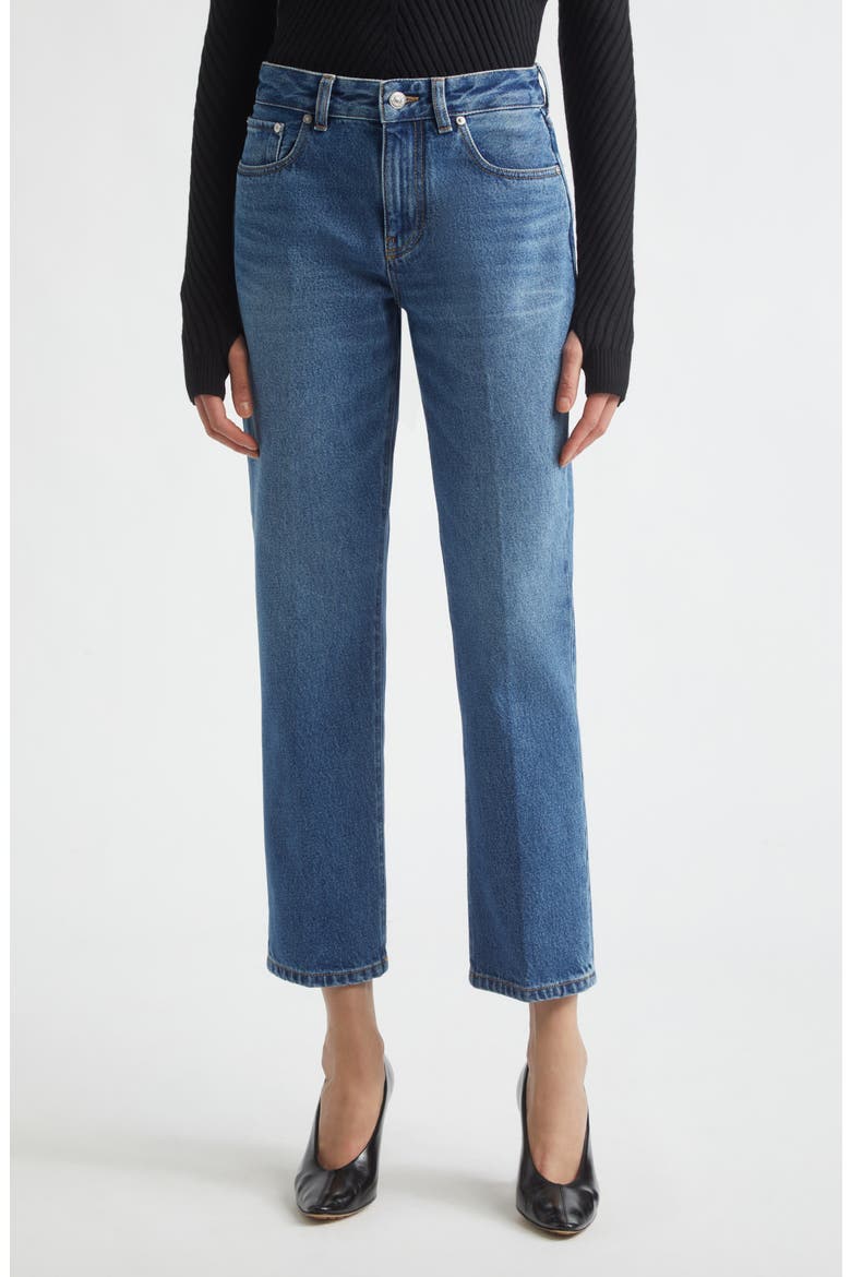 Low Rise Flare Leg Ankle Jeans, Main, color, MID BLUE WASH